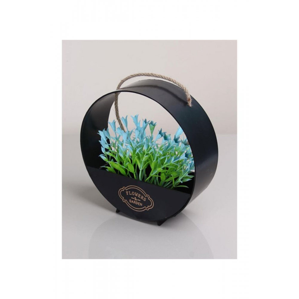 Çiçekli Dekoratif Silindir Çember - Kapı Süsü Saksı