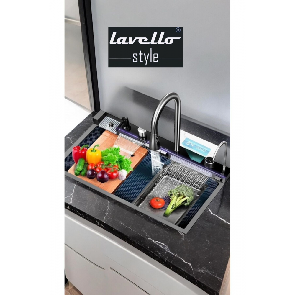 2024 Ultra Teknolojik/akıllı Evye Dijital Göstergeli, Çift Bataryalı, Şelaleli Evye Seti