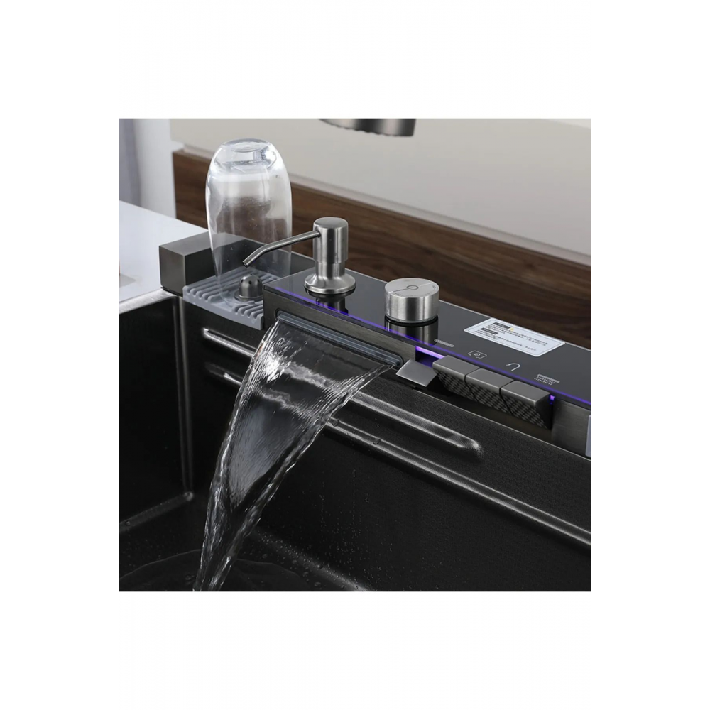 2024 Ultra Teknolojik/akıllı Evye Dijital Göstergeli, Çift Bataryalı, Şelaleli Evye Seti