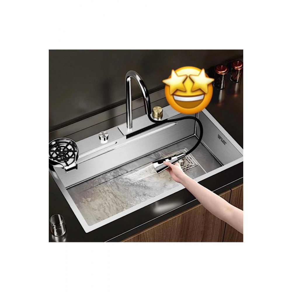 Akıllı Evye Seti Teknolojik Bataryalı Şelale Evye Metalik Tüm Aparatları Dahil