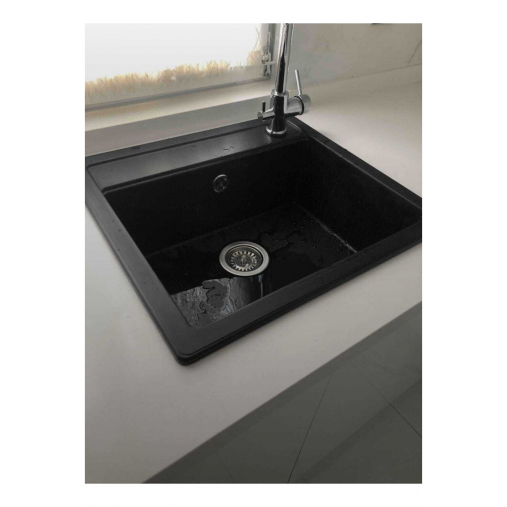 Granit Evye Siyah Tek Gözlü Mutfak Evyesi 55 X 50 Cm