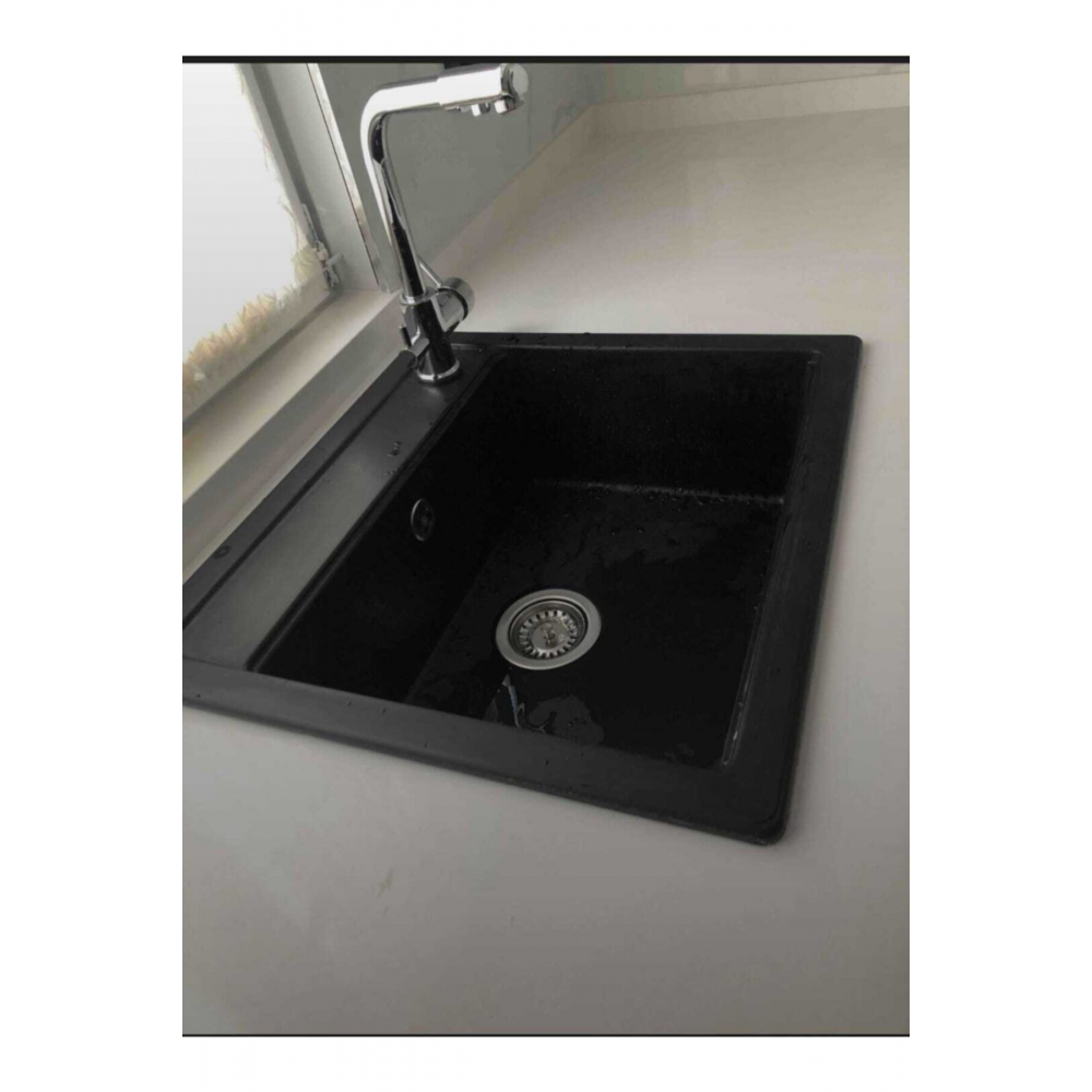 Granit Evye Siyah Tek Gözlü Mutfak Evyesi 55 X 50 Cm