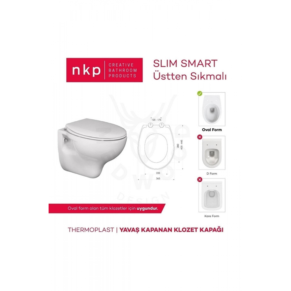 Slim Smart Yavaş Kapanan Klozet Kapağı Üstten Sıkmalı