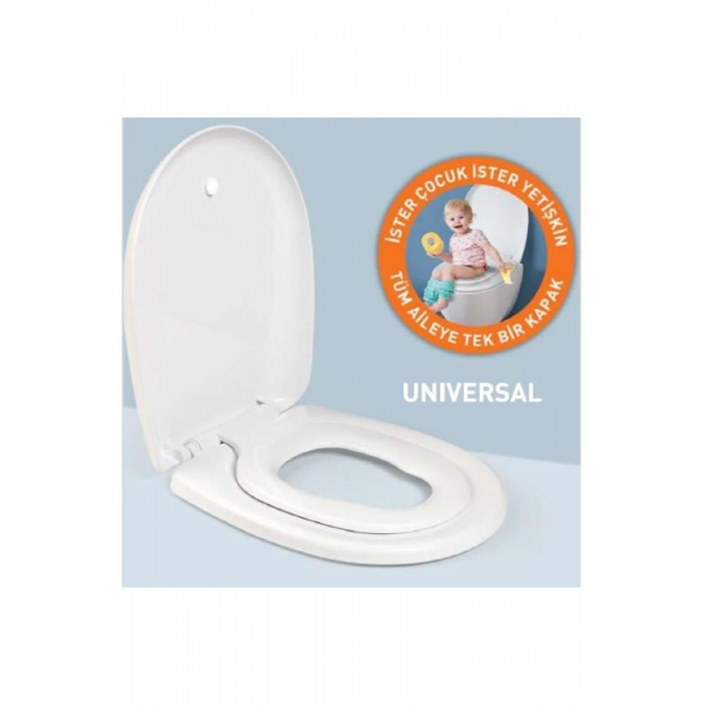 Universal Çocuk Adaptörlü Amortisörlü Klozet Kapağı Kapak