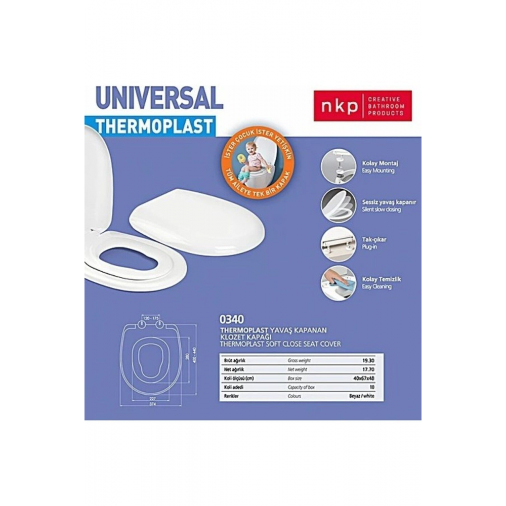 Universal Çocuk Adaptörlü Amortisörlü Klozet Kapağı Kapak