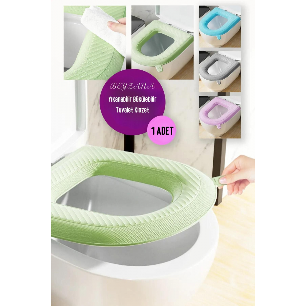 Yıkanabilir Bükülebilir Tuvalet Klozet Kapağı Süngeri Pratik Su Geçirmez Klozet Kılıfı Mideri