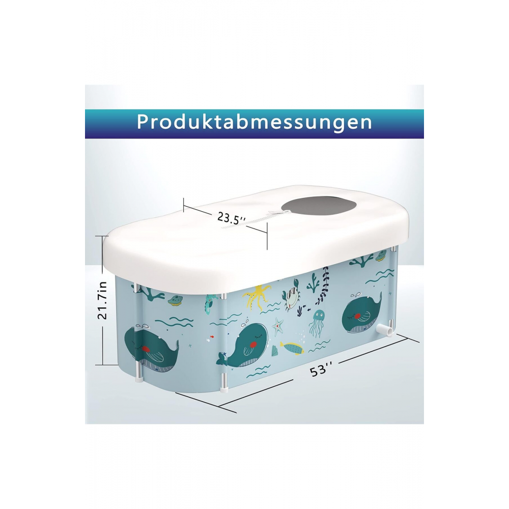 Metal Çerçeveli Portatif Katlanır Küvet, Yetişkinler için Büyük Aile Küveti, 140 cm x 60 cm x 55 cm