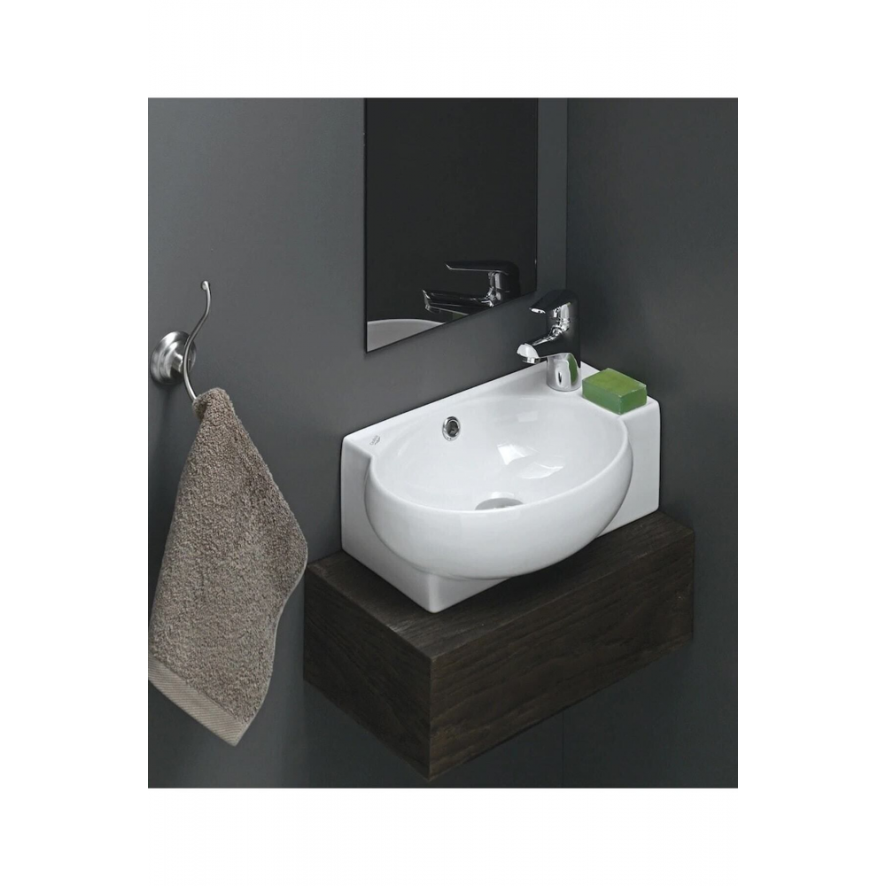 Banyo Ve Tuvalet Mini Köşe Lavabo 28*45 Cm (BANYO DOLABI DAHİL)