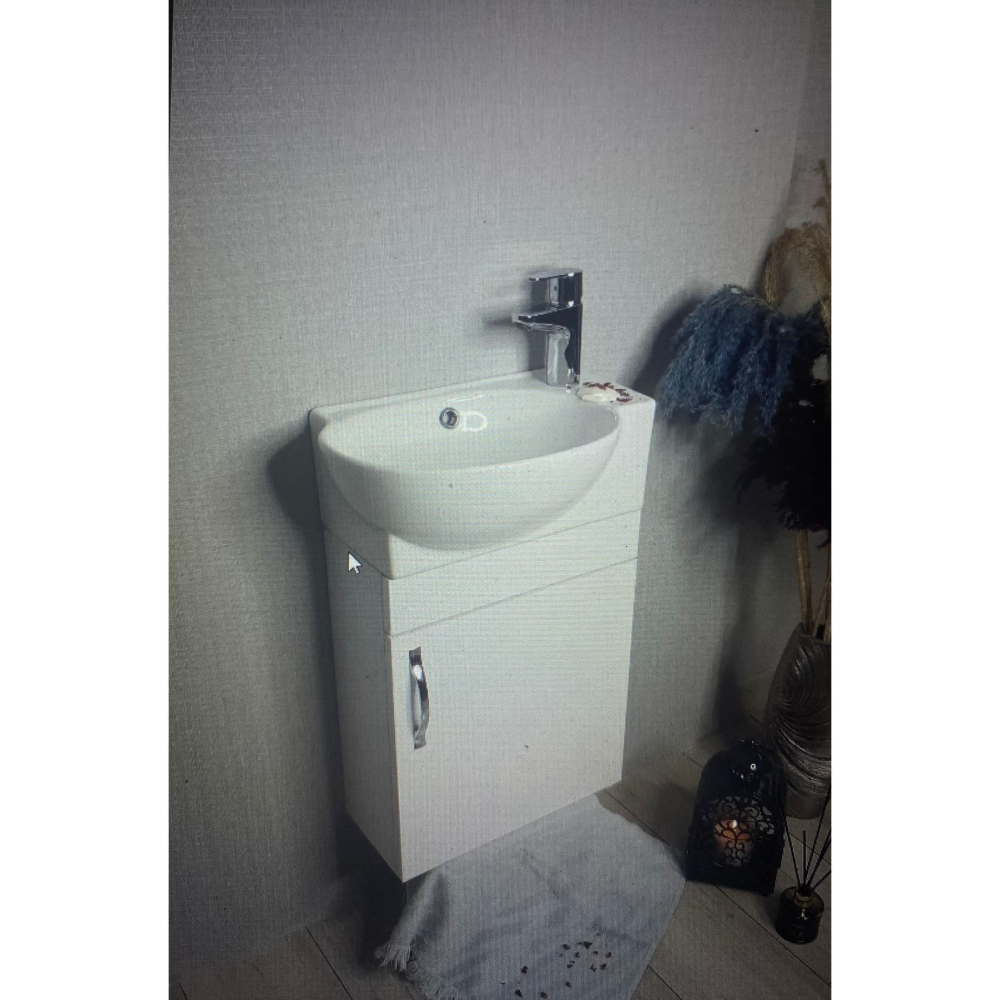 Banyo Ve Tuvalet Mini Köşe Lavabo 28*45 Cm (BANYO DOLABI DAHİL)