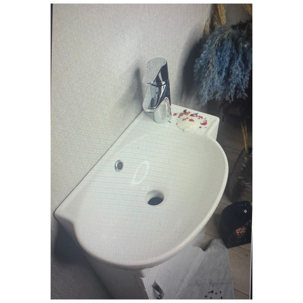 Banyo Ve Tuvalet Mini Köşe Lavabo 28*45 Cm (BANYO DOLABI DAHİL)