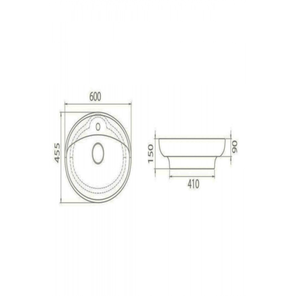 Cerastyle Seramik Lal C Serisi Tezgah Üstü Çanak Lavabo 60cmx45,5 Cm