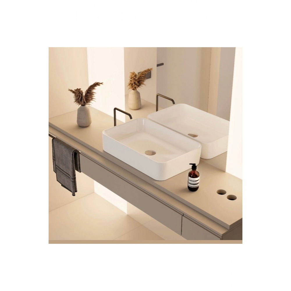 Turkuaz Cerastyle (HERA) Tezgah Üstü Çanak Lavabo B.deliksiz 60x38