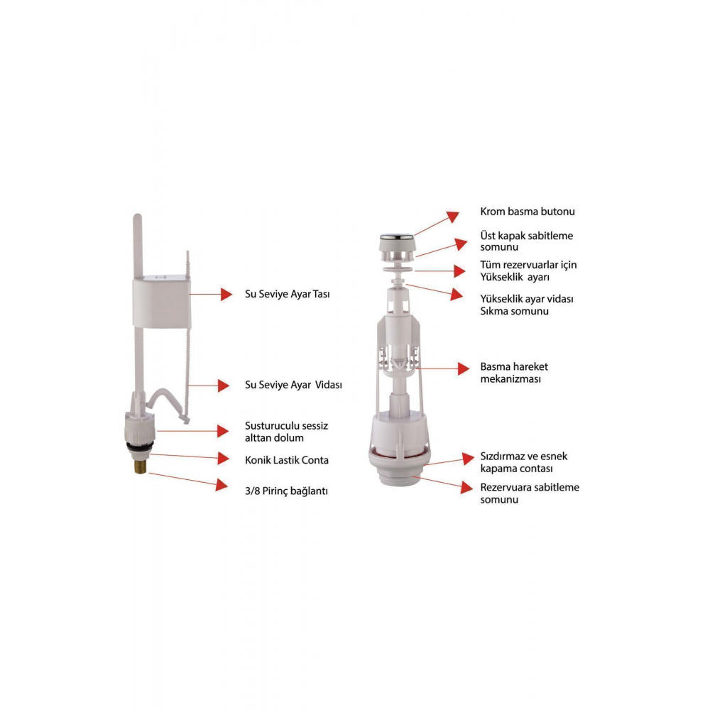 Gold Basmalı Klozet Rezervuar Iç Takım
