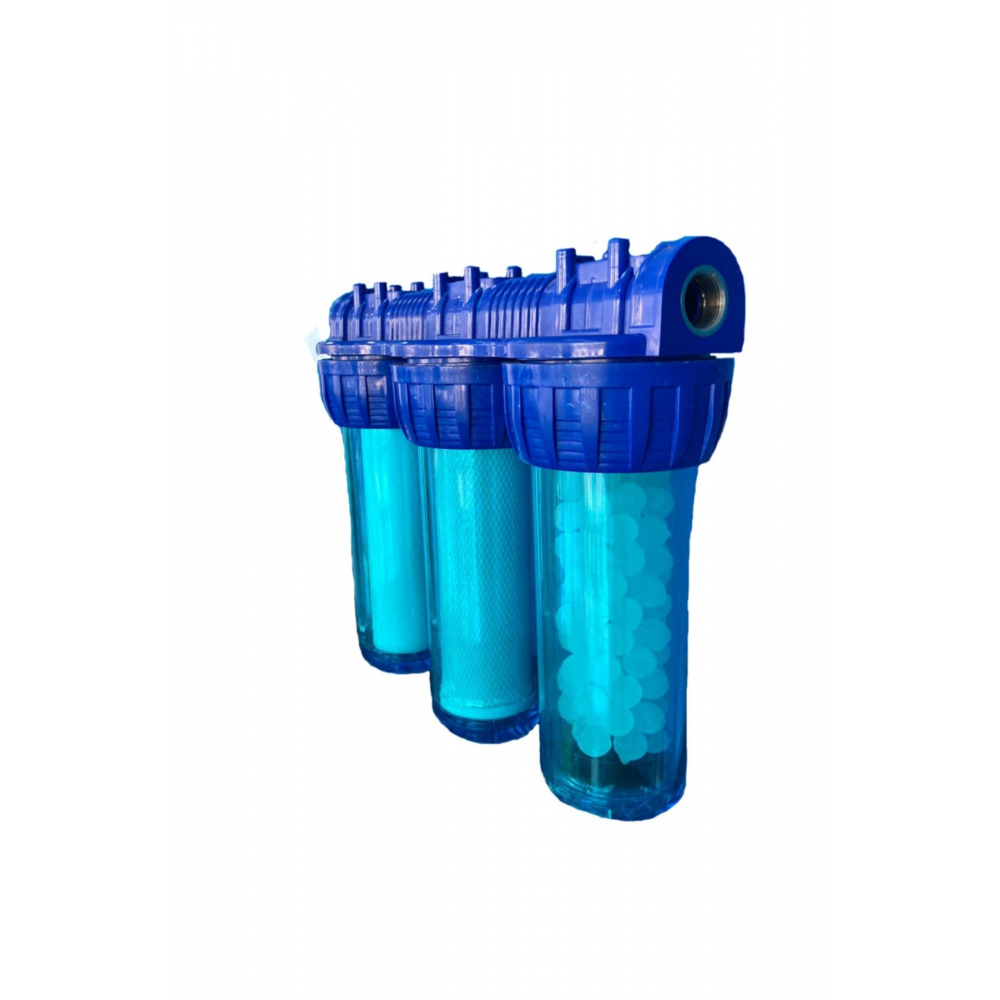 10 Inc Silifoz Filtreli Kireç Ve Klor Önleyici 3lü Daire Ve Bina Girişi Su Arıtma Cihazı