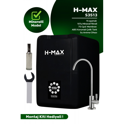 15 Aşama Çelik Tanklı 80 Gpd Membranlı Alkali-mineralli Su Arıtma Cihazı