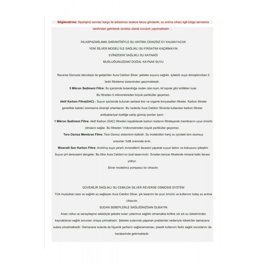 Cebilon Silver Su Arıtma Cihazı