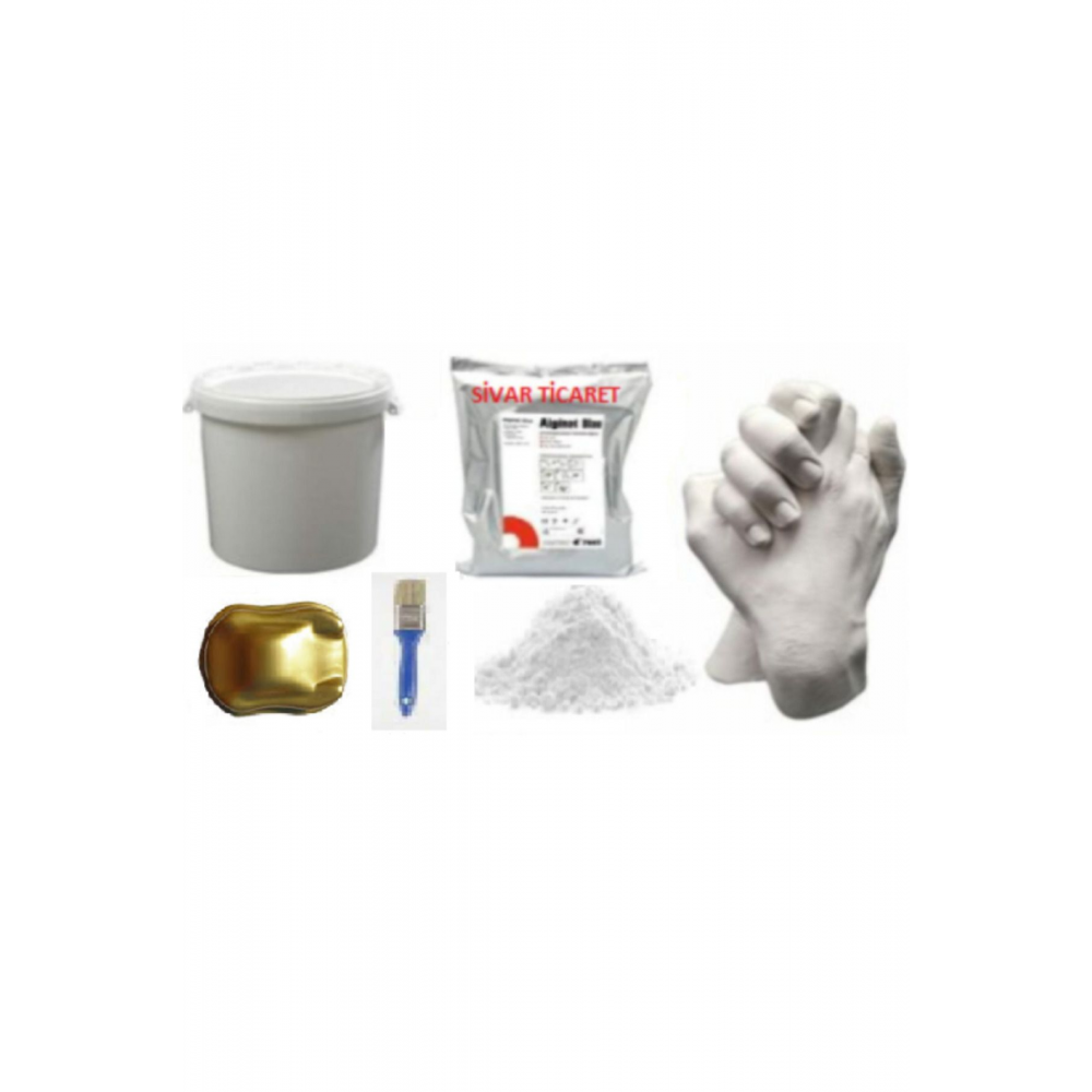 Altın Akrilik Yaldız Boyalı Aljinat Kalıp El Heykeli Kalıbı Tozu Ve 1 Kg Hızlı Donan Alçı