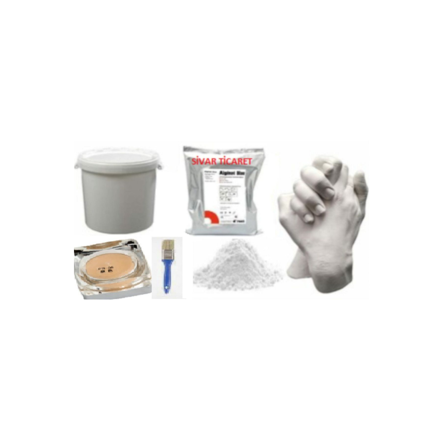 Aljinat El Ve Ayak Kalıbı Malzeme Lüx Seti- Ten Rengi Akrilik Taş Boyası - Fırça