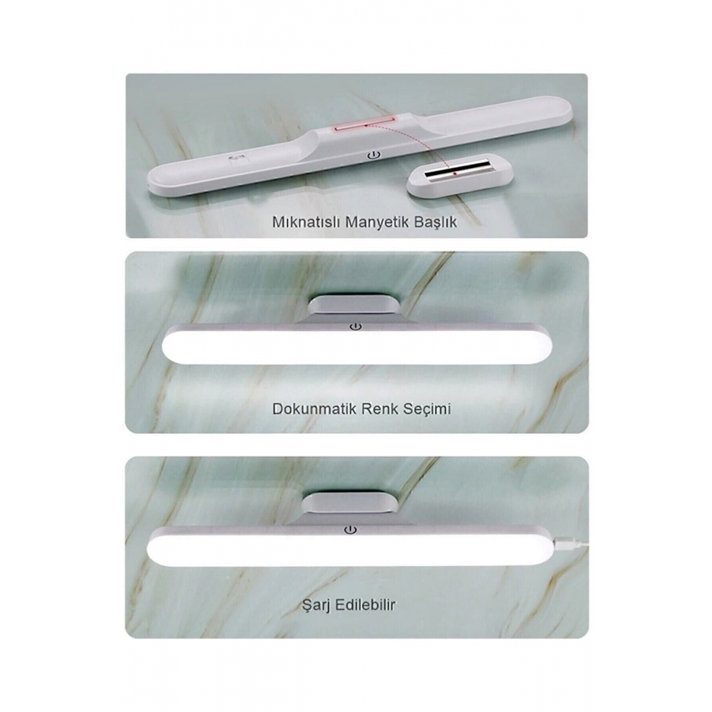 Ct-5249 Şarjlı Led Işık Usb Şarjlı Kablosuz Mıknatıslı Led Lamba 3 Farklı Işık Rengi