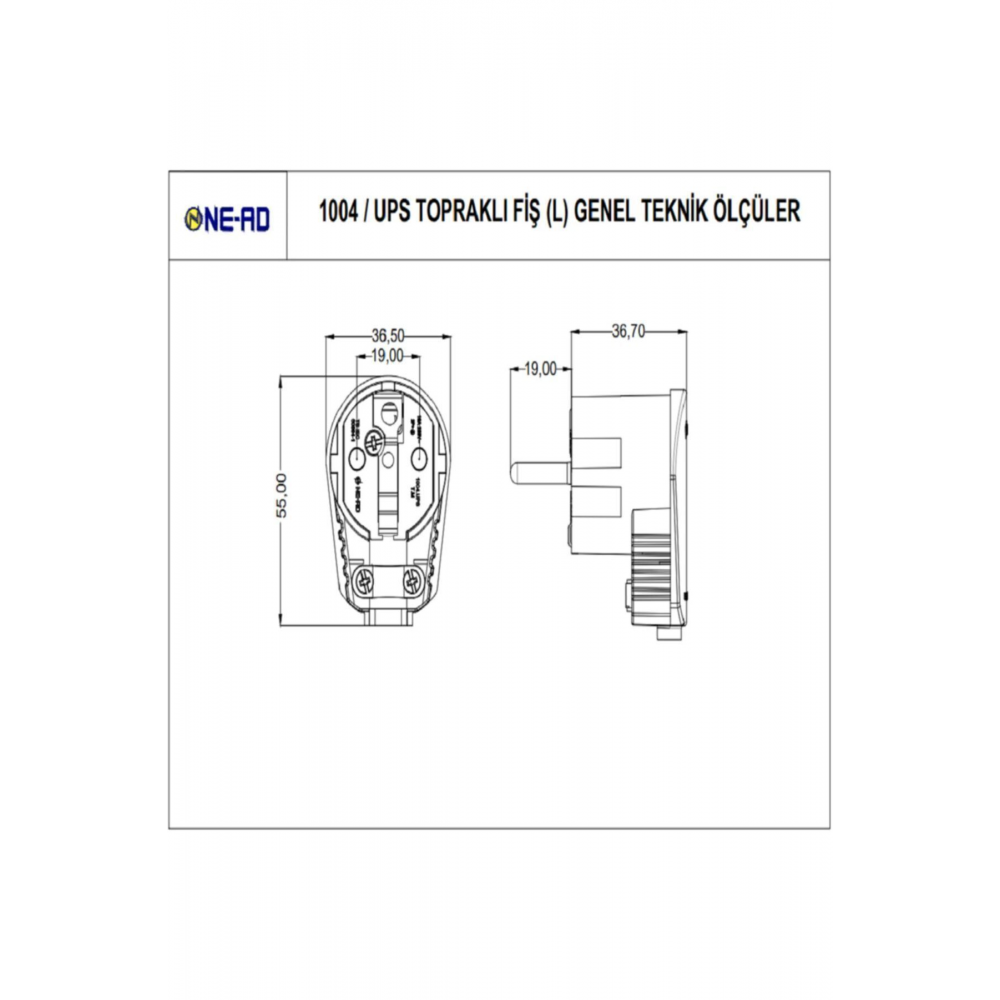 L Tipi Topraklı Erkek Fiş