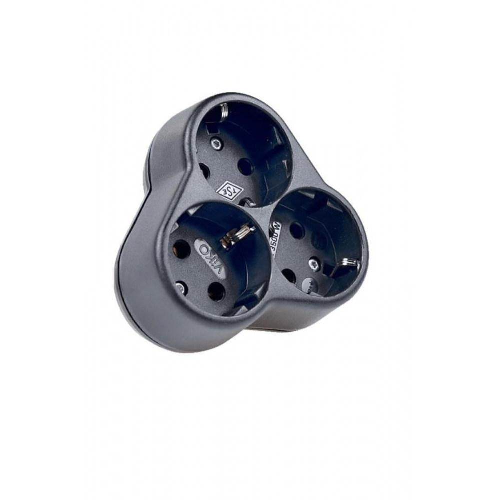 Siyah Üçlü Yonca Topraklı Fiş Priz