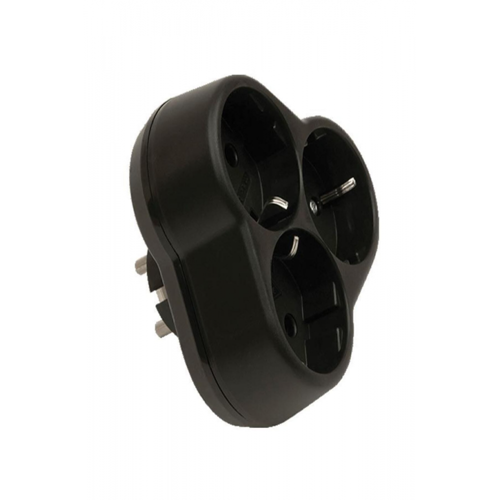 Siyah Üçlü Yonca Topraklı Fiş Priz