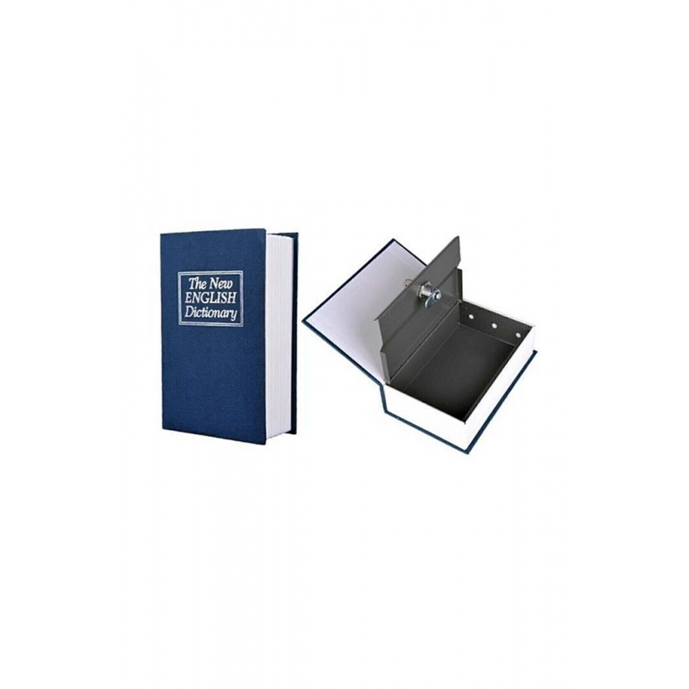 Kitap Görünümlü Anahtarlı Çelik Mini Kasa Ev İçin Altın Takı Kutusu Kasa Kumbara Kilitli Sandık