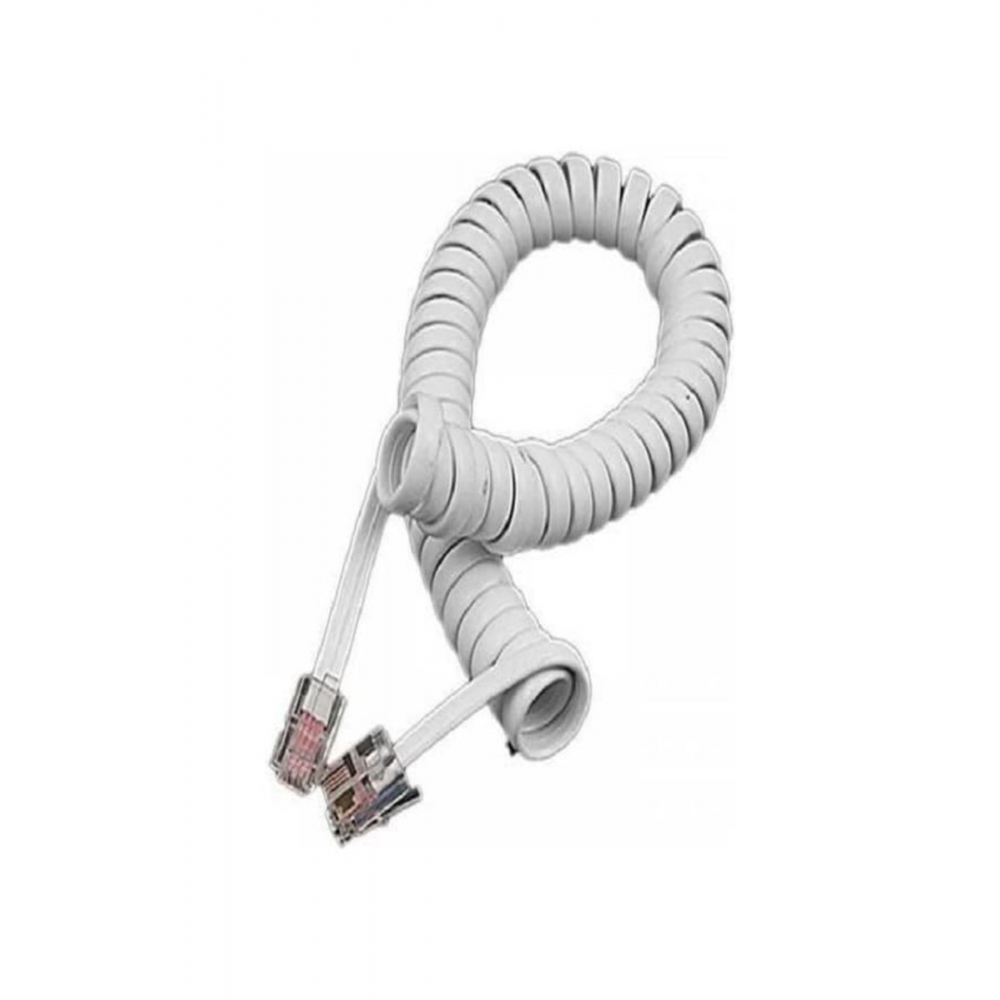 Telefon Ahize Spiral Beyaz Kordon Kablosu