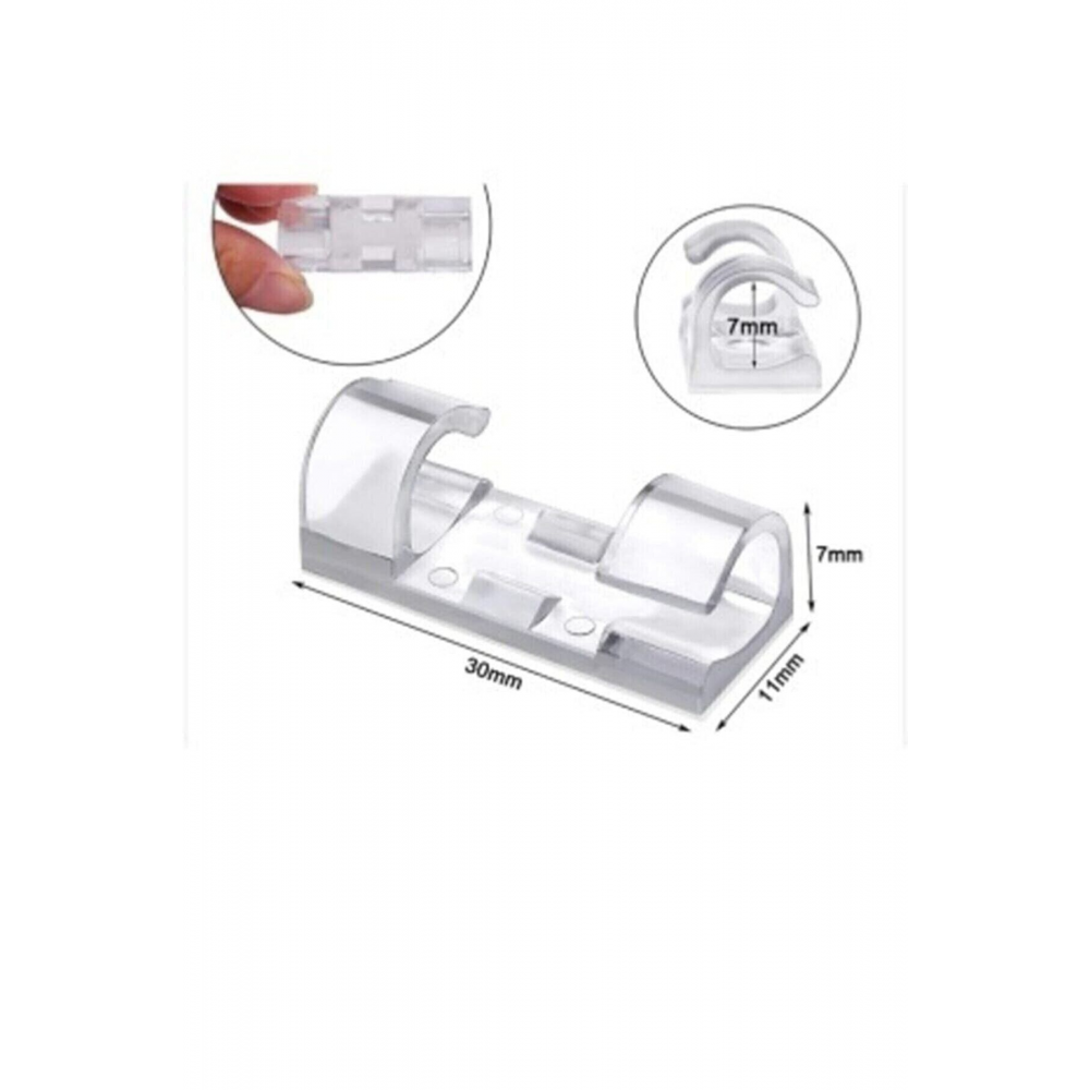 20li Şeffaf Kablo Sabitleyici Düzenleyici Klips Duvar Fayans Cam Yapışkanlı Kablo Tutucu 20 Adet