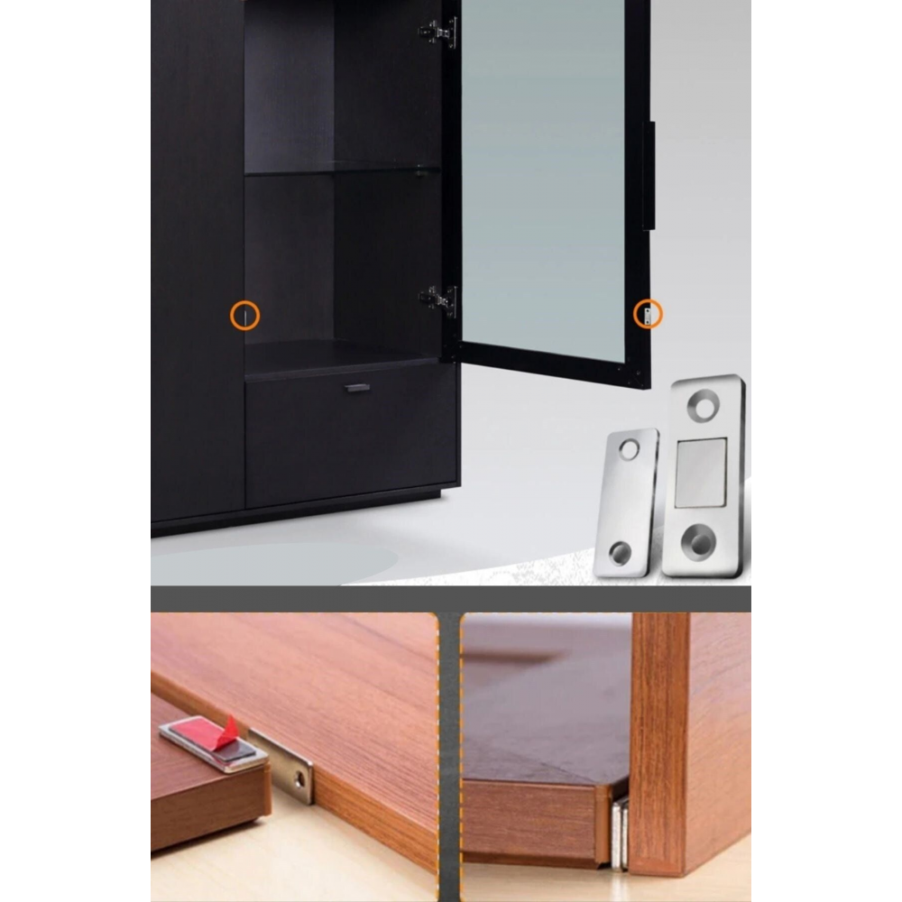 ® 2 Çift Çok Amaçlı Kapı Kapak Dolap Çekmece Mobilya Durdurucu Kapatıcı Mıknatıslar