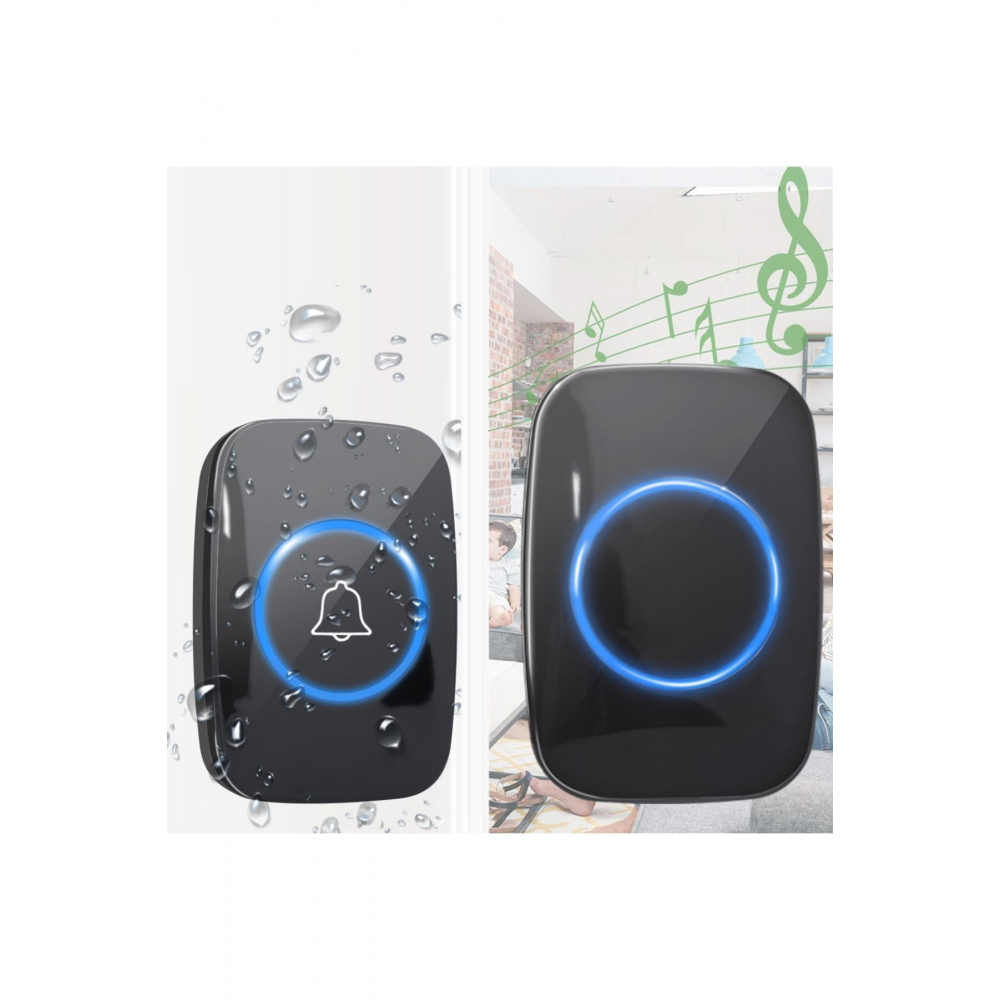 Kablosuz Kapı Zili Logosuz Tasarım Uzaktan Kumandalı Led Işıklı Kapı Zili Yüksek Sesli Uzun Mesafeli