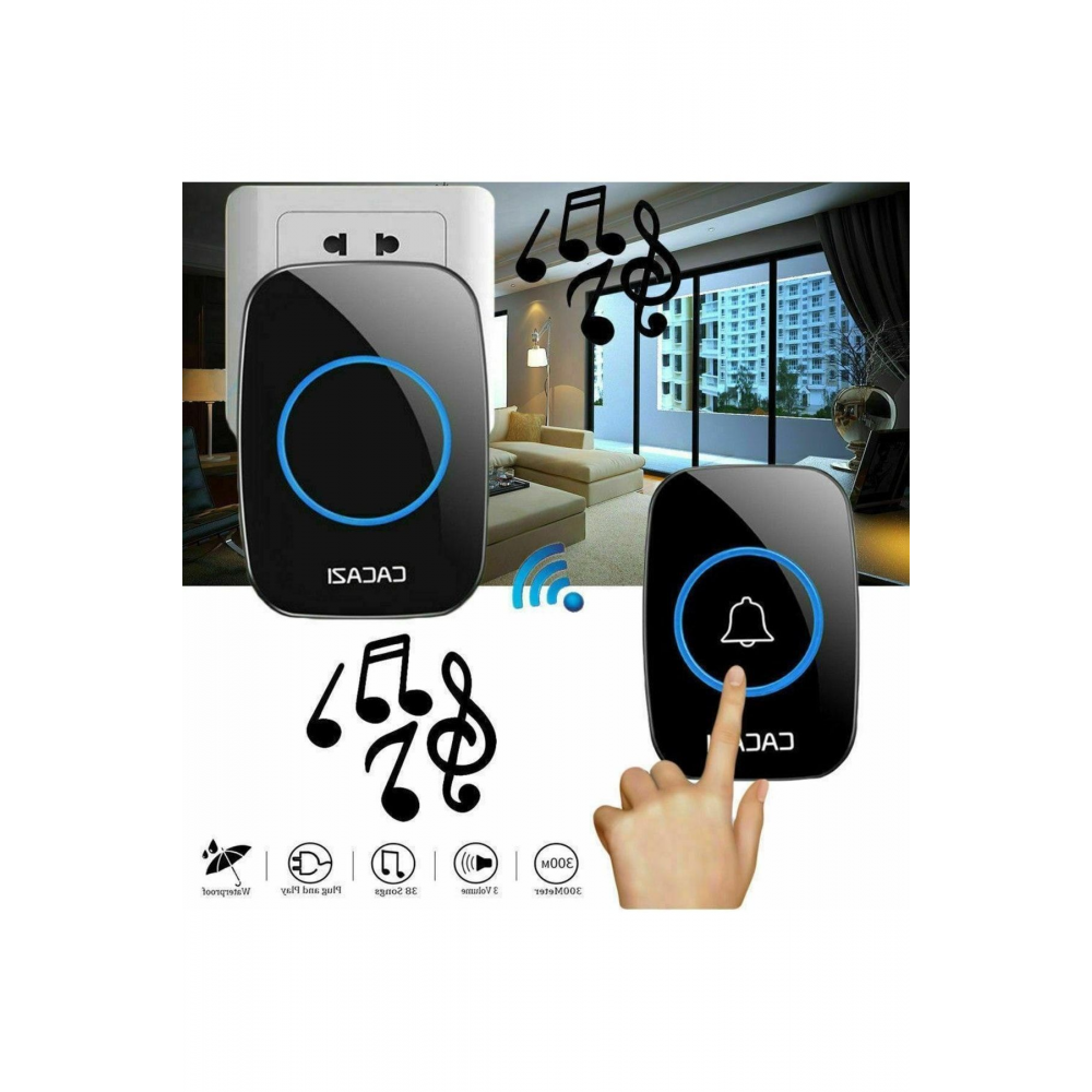 Kablosuz Uzaktan Kumandalı Cacazi Led Işıklı Kapı Zili