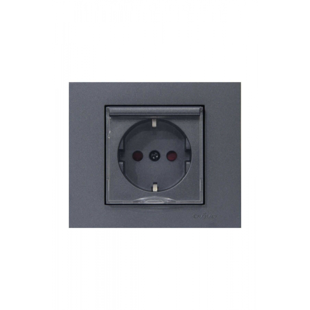 Grano Füme Kapaklı Topraklı Priz Çerçeveli