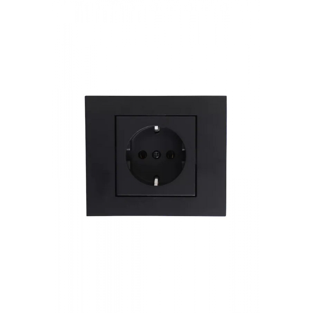 Ovivo Grano Siyah Topraklı Priz Çerçeve Dahil