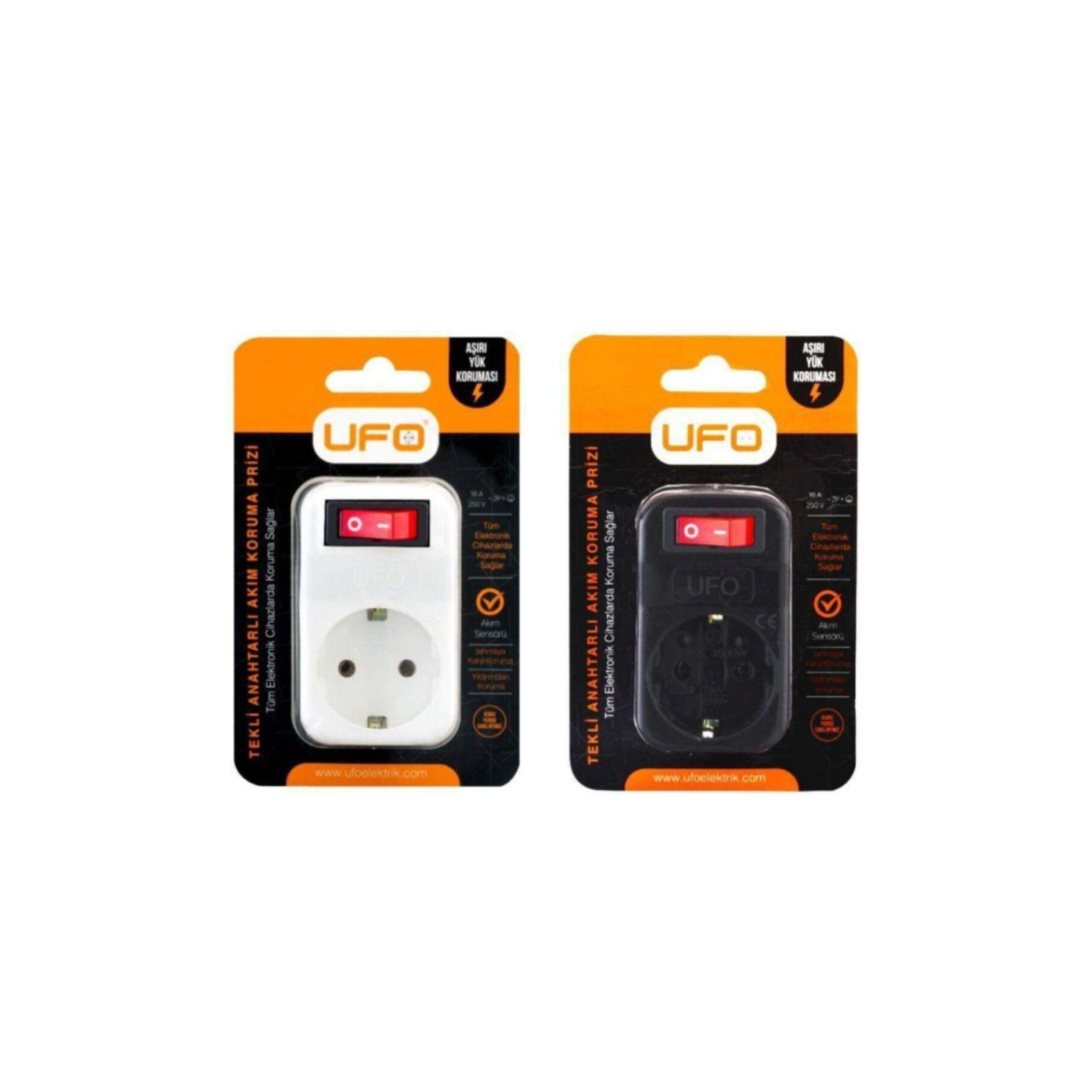 Akım Korumalı Tekli Anahtar Priz Siyah