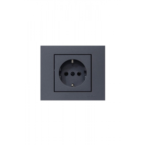 Grano Füme Topraklı Priz + Çerçeve