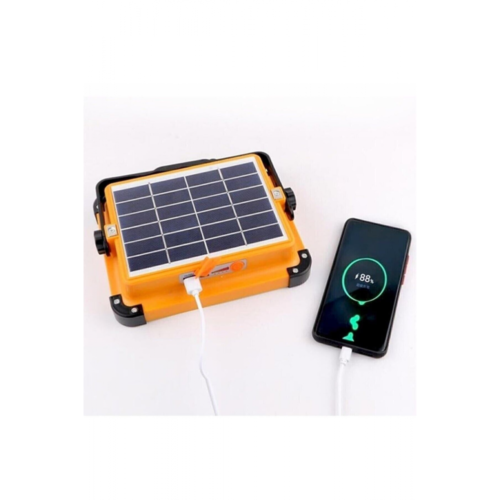 Ct-4698 Güneş Enerjili Solar 200w Watt Led Projektör Taşınabilir Sarı Beyaz Ve Çakar Işık Lamba