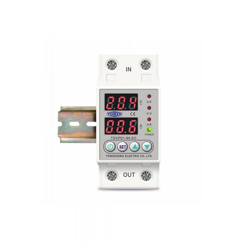 Gerilim Ve Akım Koruma Rölesi Yüksek Alçak Voltaj Akım Koruyucu Röle Monofaz (63A)