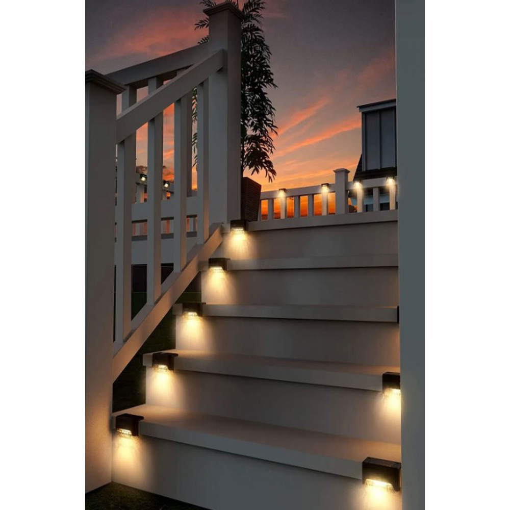 1 Adet Solar Güneş Enerjili Köşebent Merdiven Veranda Bahçe Led Lamba Tekli Dekor Bahçe Aydınlatma