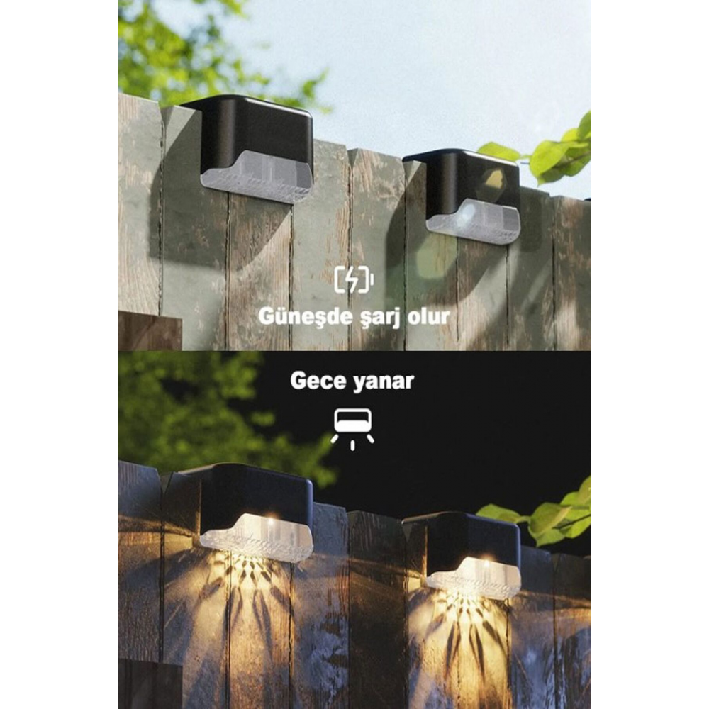 1 Adet Solar Güneş Enerjili Köşebent Merdiven Veranda Bahçe Led Lamba Tekli Dekor Bahçe Aydınlatma