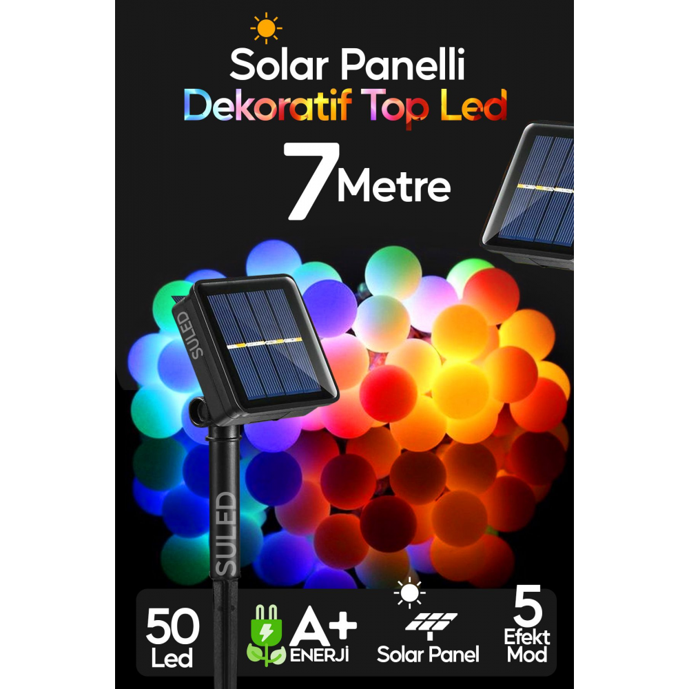 Dekoratif Top Led Solar Balkon Teras Ağaç Bahçe Aydınlatması 7 Metre 50 Rgb Su Geçirmez