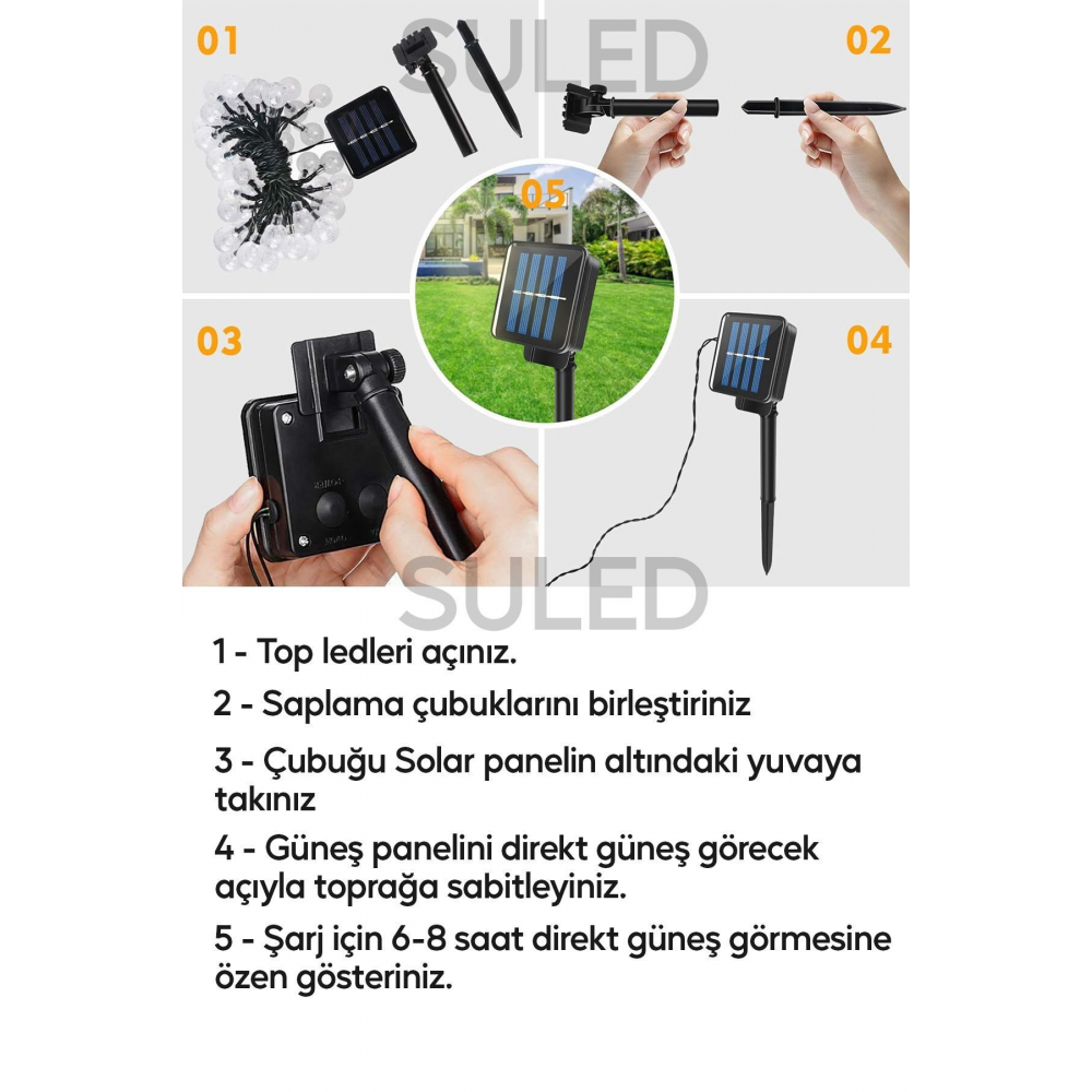 Dekoratif Top Led Solar Balkon Teras Ağaç Bahçe Aydınlatması 7 Metre 50 Rgb Su Geçirmez