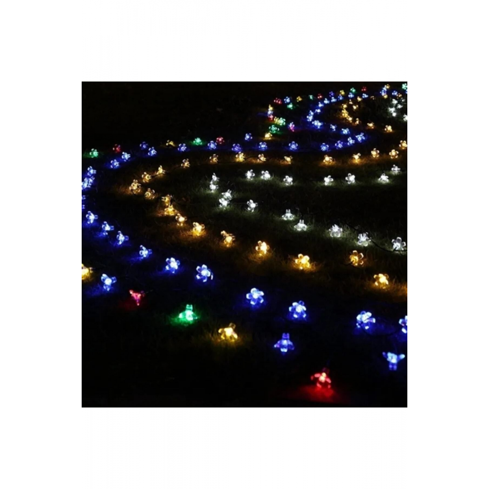 Solar Güneş Enerjili 30 Led Kiraz Çiçeği Ip65 Su Geçirmez Solar Işık Zinciri 6 Metre Rgb Gökkuşağı