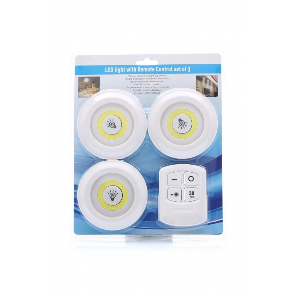 Uzaktan Kumandalı Kablosuz 3'lü Led Spot Lambalar