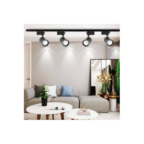 4 Lü Set Siyah Kasa Ray Spot 1 Metre Ray Dahil Ultra Beyaz Işıklı Ray Spotlu Led Işık
