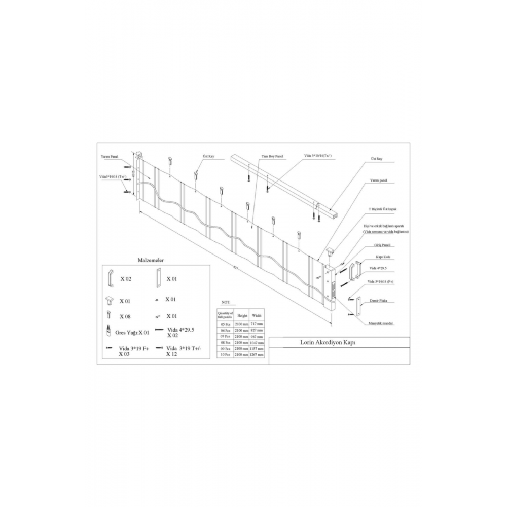 Akordiyon Katlanır Kapı Çıtalı Beyaz Bk1021b