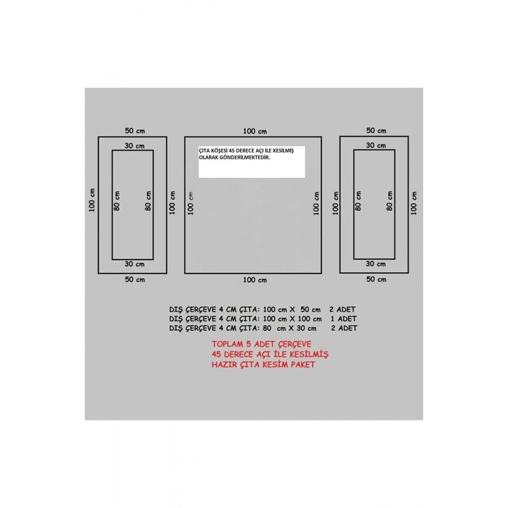 Dekoratif Boyanabilir 4 Cm Strafor Duvar Çıtası Hazır Kesimli 5 Adet Çerçeve Paketi