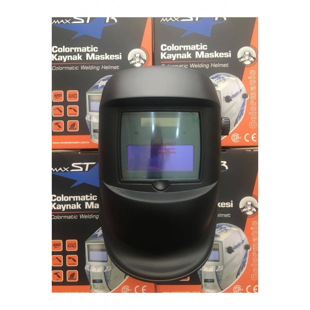 Otomatik Kararan Kaynak Maskesi Gözlüğü + Kaynakçı Eldiveni E-072 Kaynak Eldiveni