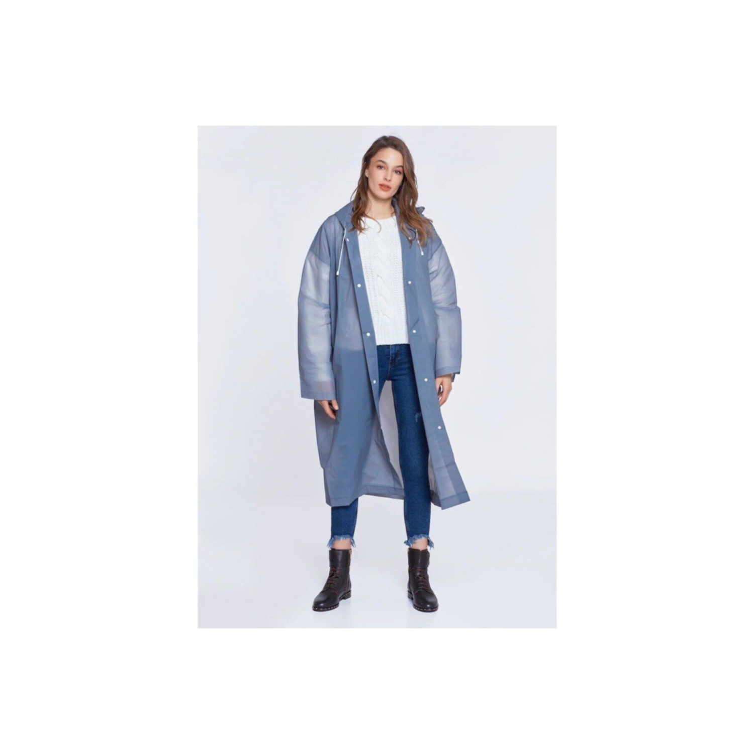 Unisex Yağmurluk, Şeffaf Su Geçirmez Pvc Şık Kıyafetüstü Eva Yağmurluk