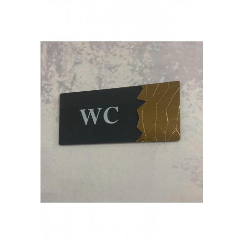 Dekoratif Aynalı Kapı Tabelası Pleksi- Wc Tabelası Gold
